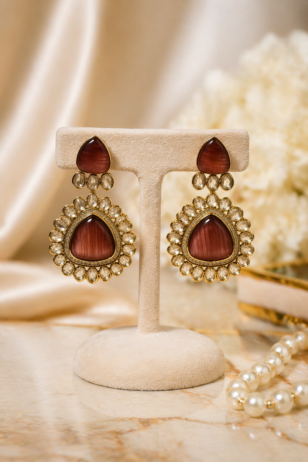 Kundan & Bronze Earrings